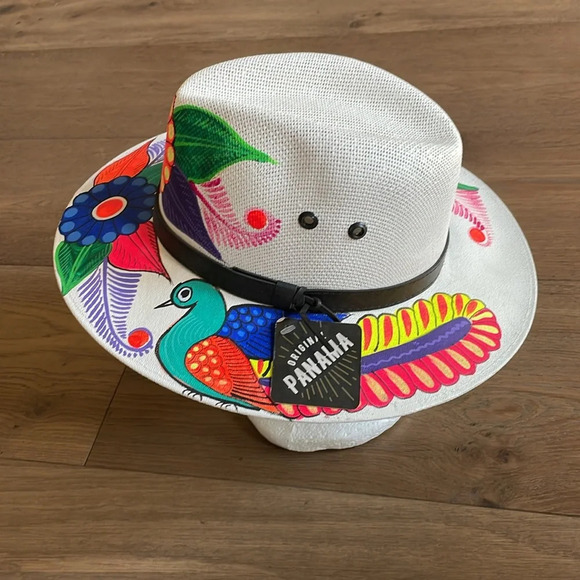 Artisanal Mexican Sombreros Hand Painted Fedora Floral Sombrero Panama Bohemian - Picture 4 of 9